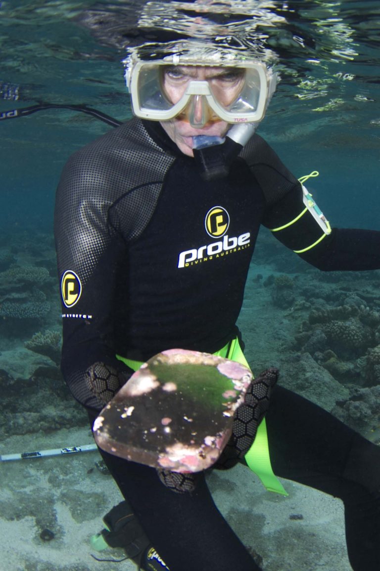 An archaeologist inspecting a deck light