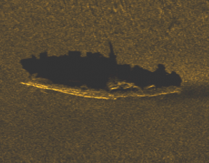 Sidescan image of AE1 captured by the AUV. Image Copyright 2017 Australian National Maritime Museum; used with permission