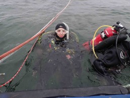 Divers coming back on board the vessel after a dive on site. SWF maritime archaeologist, Irini Malliaros. Image: Greg DeAscentis-RIMAP; © 2018 RIMAP