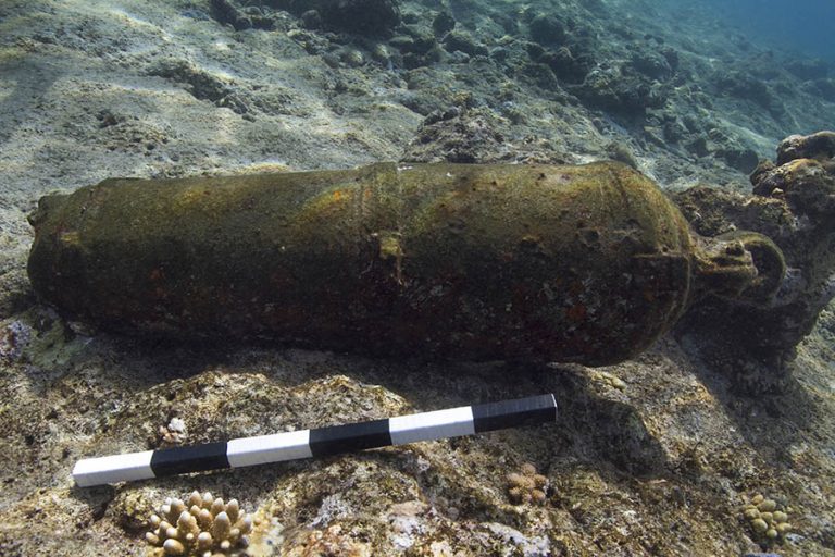 A carronade on the seabed at Ashmore Reef