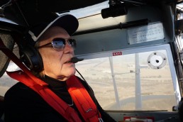 Pilot, Kaz Gurney, conducting the aerial survey of a section of Lake Mulwala. Copyright: Brad Duncan
