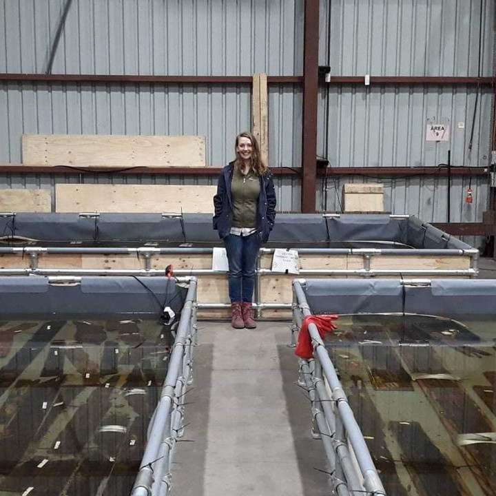 Heather Berry standing in front of the treatment tanks (detail), 2020. Photograph © Silentworld Foundation