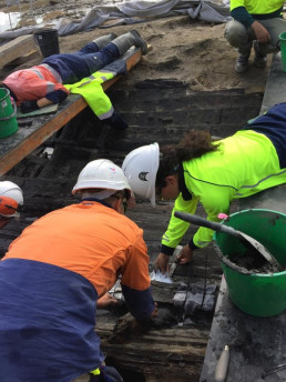 Barangaroo Boat excavation. Image: Renee Malliaros/Silentworld Foundation for Sydney Metro, 2018.