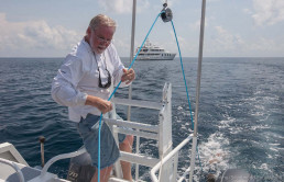 Maritime archaeologist Paul Hundley sets up the magnetometer.