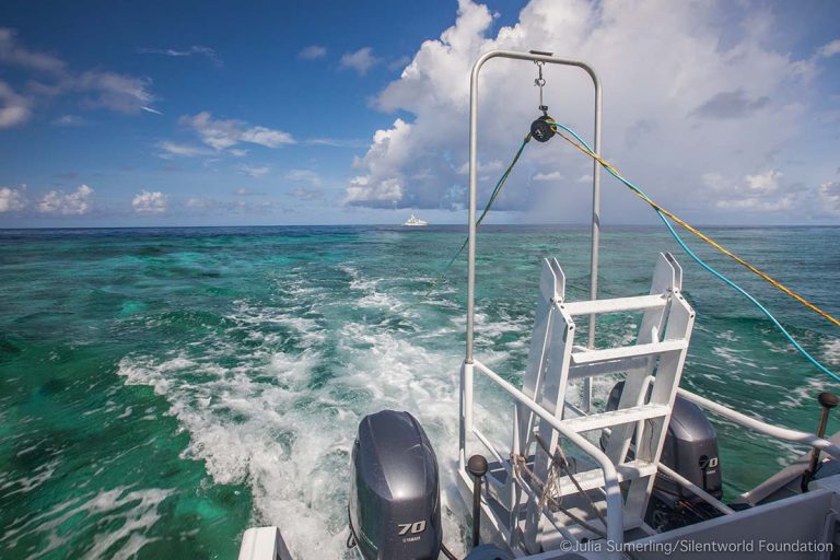 Towing the magnetometer over the reef