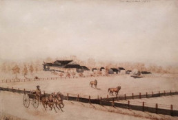 Watercolour painting of the Cox family homestead by an unknown artist, Silentworld Foundation Collection SF001434.