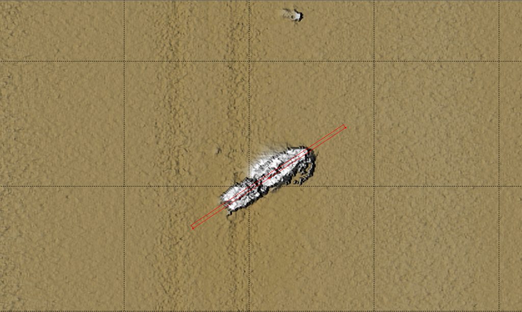 Sonar image of the wreck on the seabed