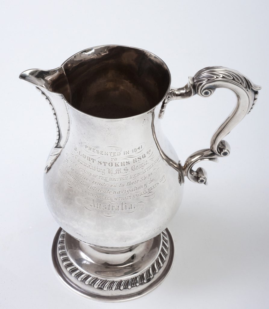 Commemorative silver jug from the voyage of HMS BEAGLE
