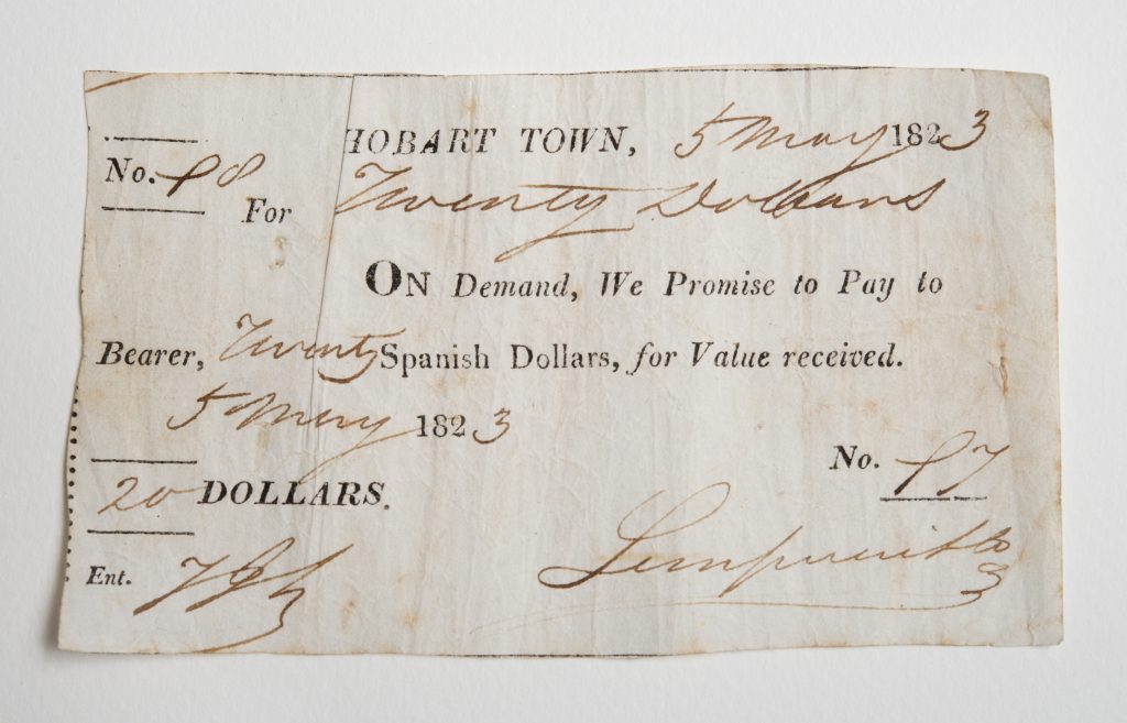 Promissory note for twenty Spanish dollars