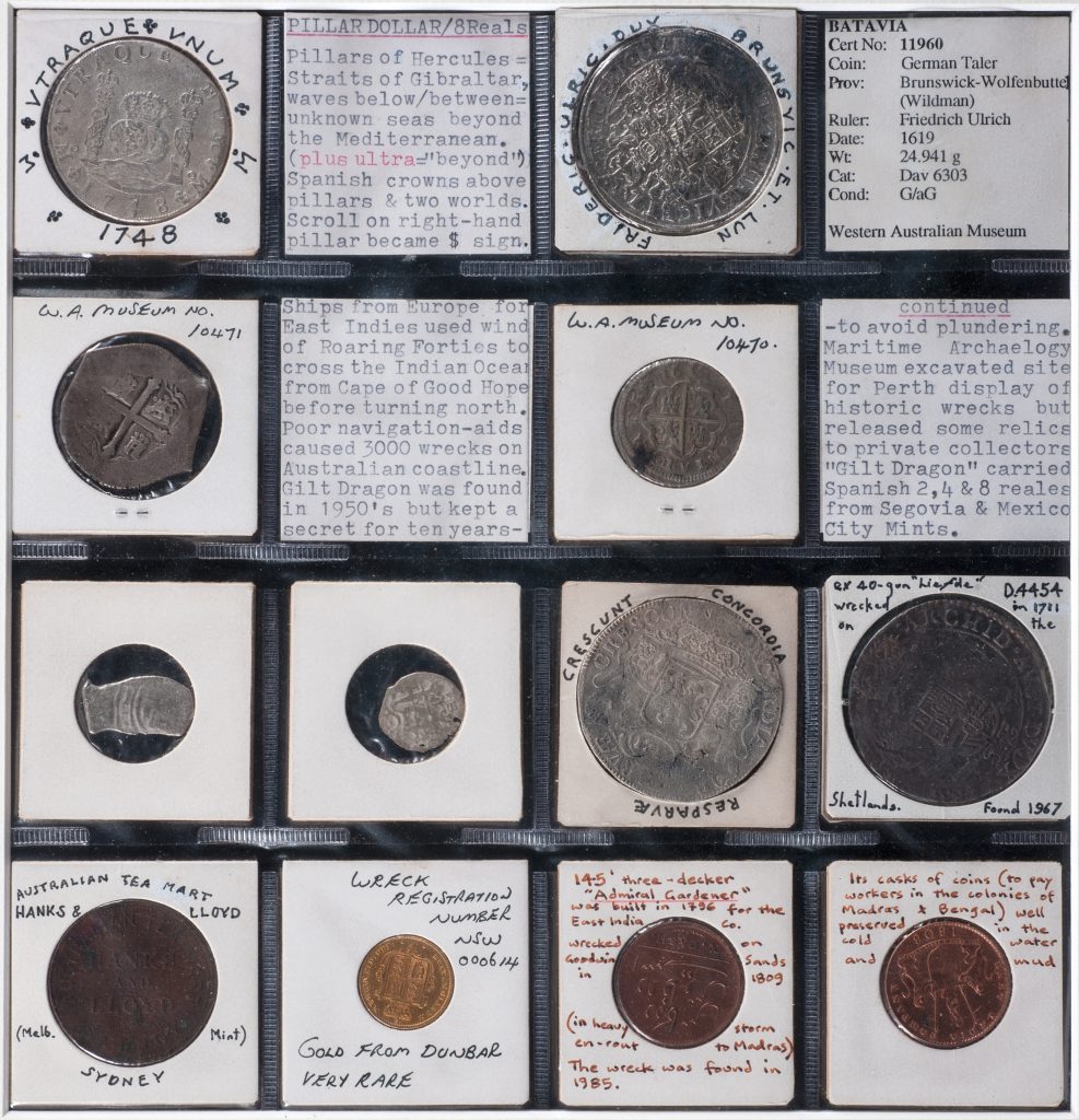 Collection of 12 SHIPWRECK coins from the ships BATAVIA, GILT DRAGON, DODINGTON, DUNBAR, ADMIRAL GARDENER, and the LIESDE