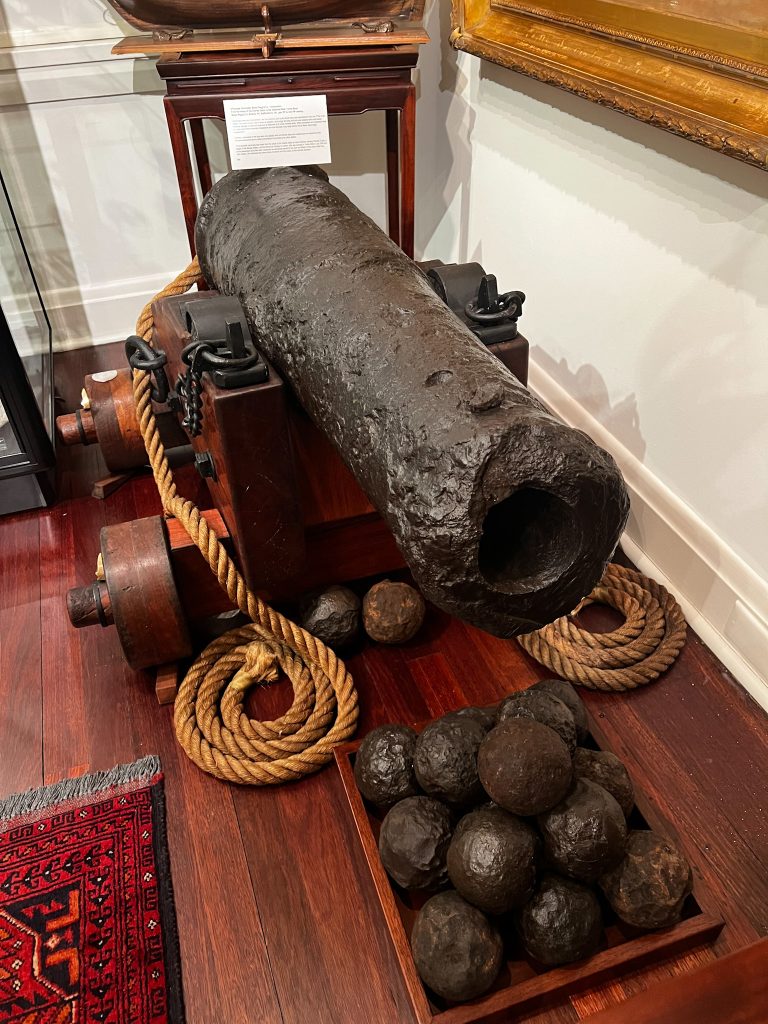 6 pounder carronade, Bailey Pegg & Co., Ironfounders. From the wreck of CHARLES EATON, Great Detached Reef, Torres Strait.