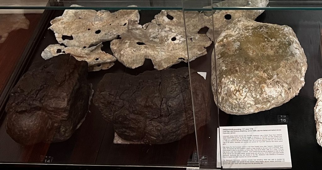 Iron kentledge (pig-iron ballast) recovered from Endeavour Reef, Queensland. Jettisoned when ENDEAVOUR struck Endeavour Reef on 11 June 1770.